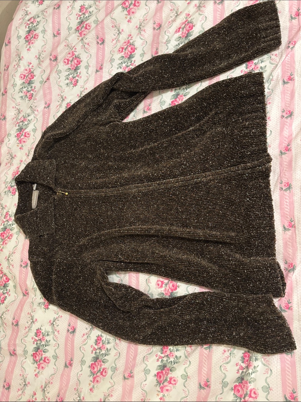 croft & barrow Knit Zip Cardigan in Dark Brown